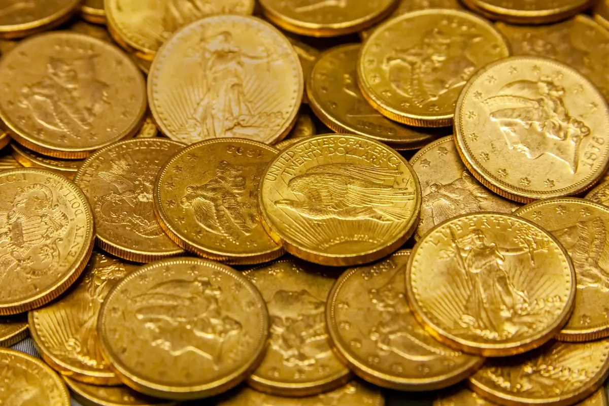 Gold bars and gold coins